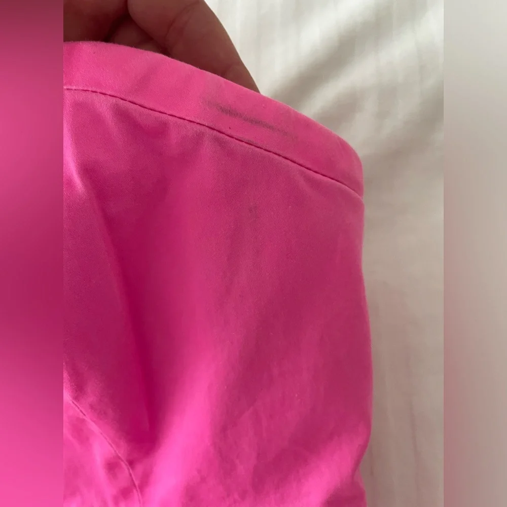 J. Crew Flamenca Neon Hot Pink Strapless Ruffle Cocktail Dress Cotton Sz 6 - Picture 5 of 16